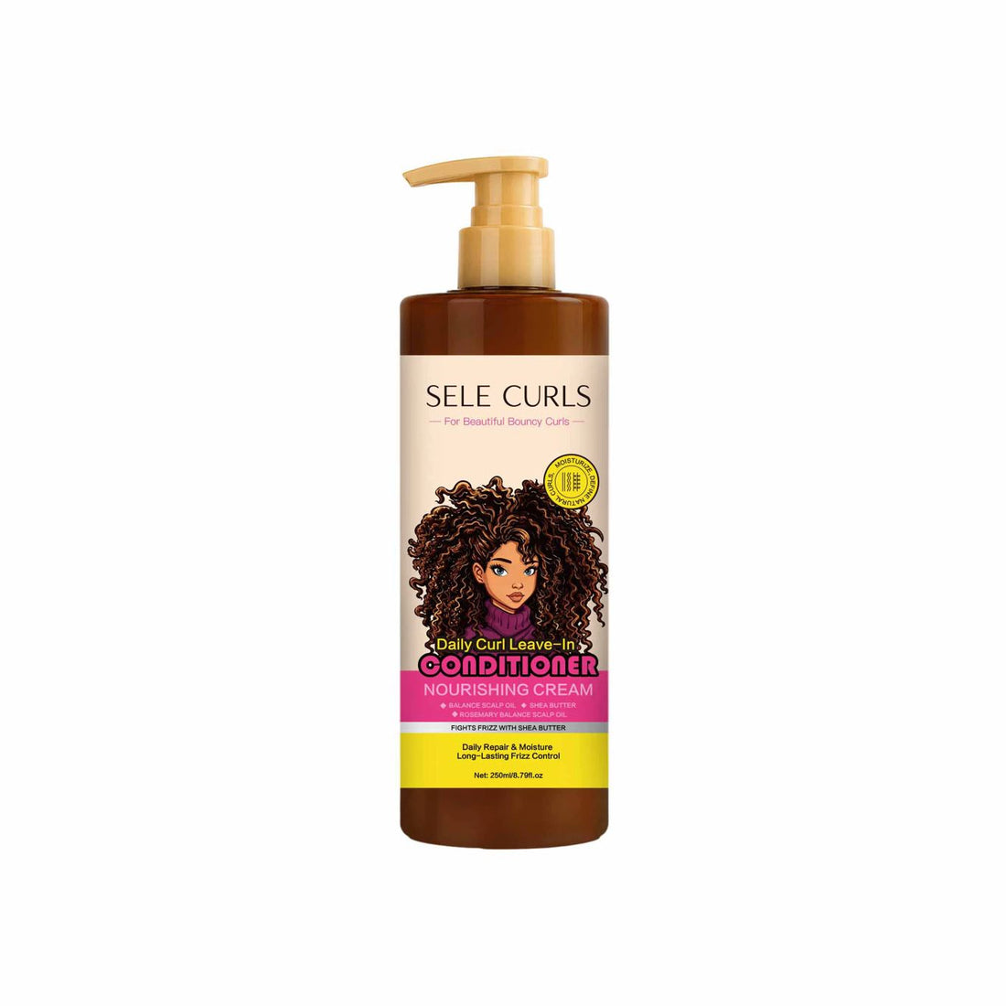 Sele Curls Daily Curl Leave-In Conditioner Nourishing Cream 250ml pump bottle