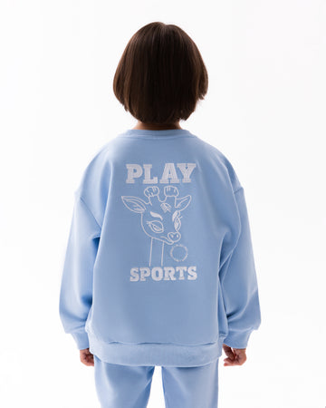 Sky Blue Cotton Sweatshirt & Trousers Set