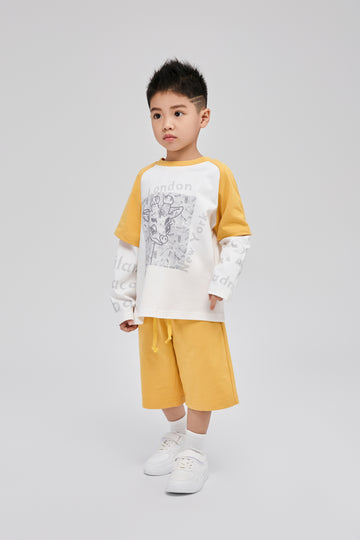 Layered Cotton T- Shirt and Shorts Set